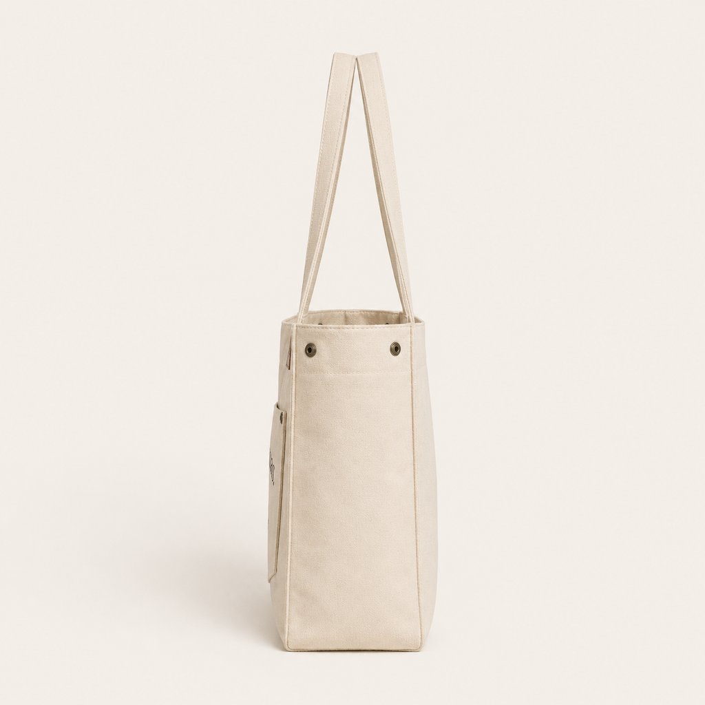 Grand Sac à Épaule en Toile avec Poches