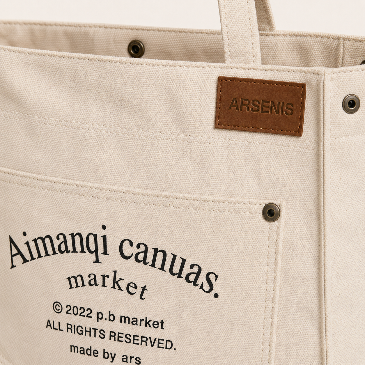 Grand Sac à Épaule en Toile avec Poches