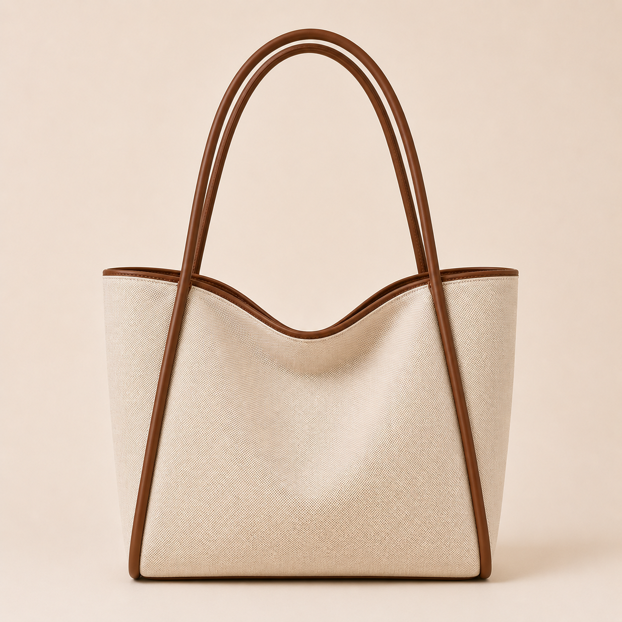 Grand Sac Cabas en Toile à Finitions Contrastées