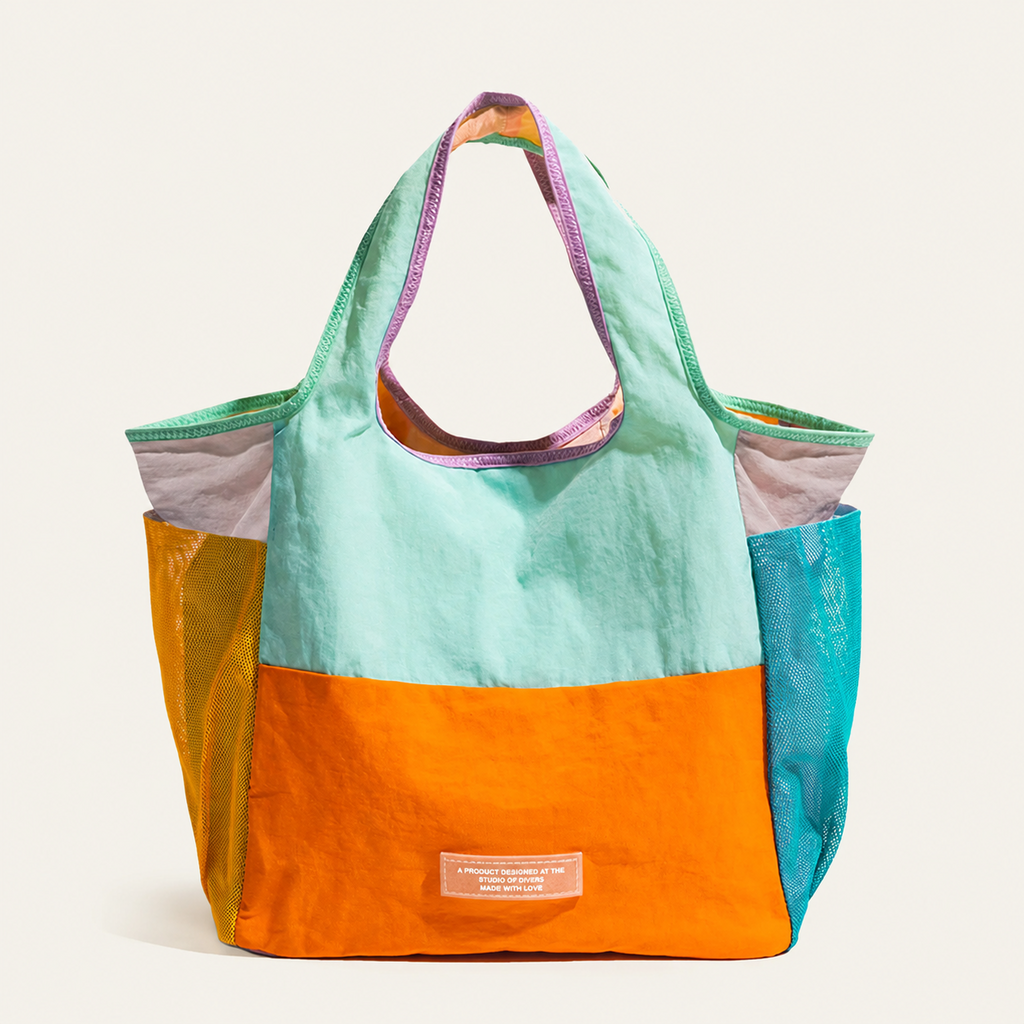 Grand Sac Multicolore à Poches Latérales