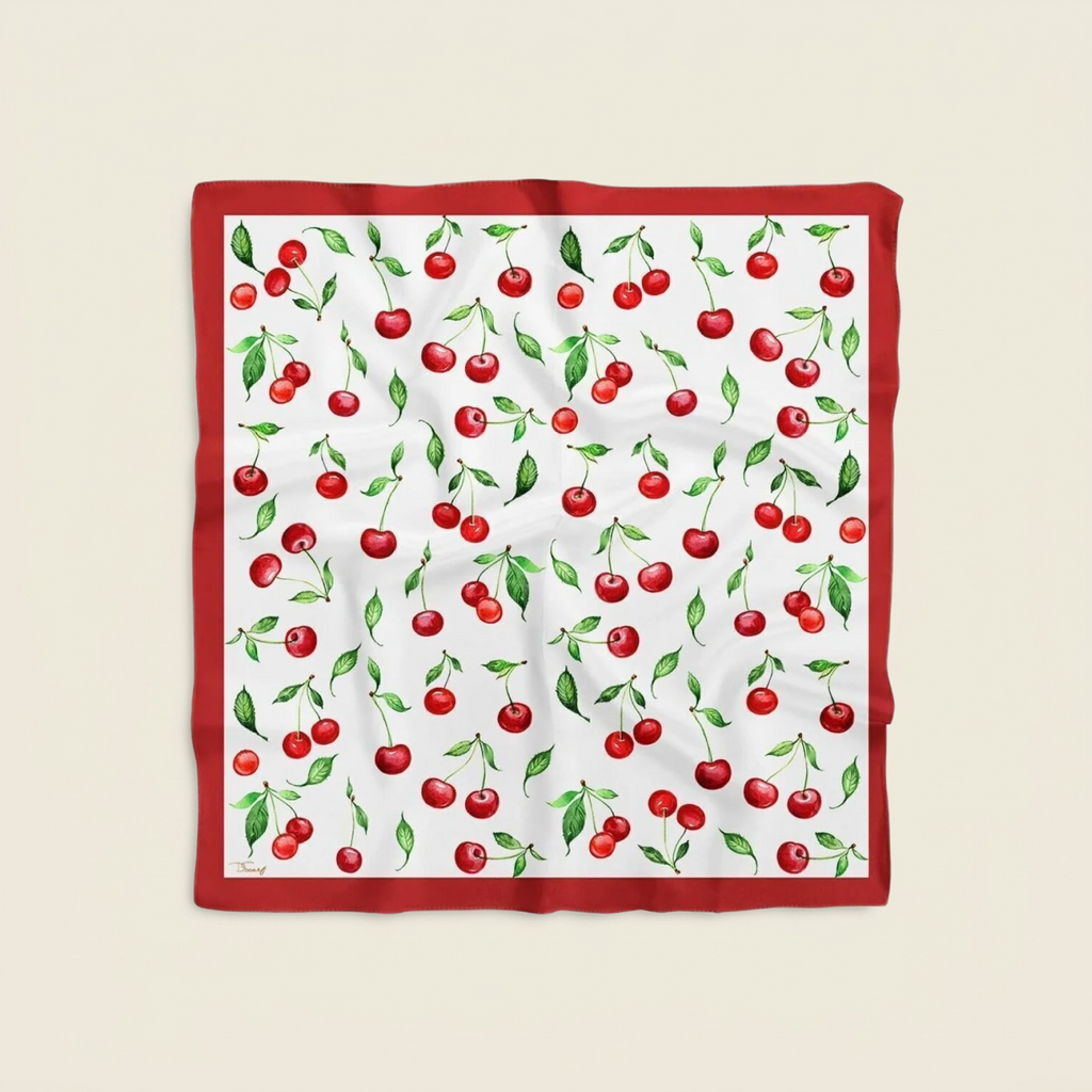 Foulard Cerises Rouge Cerise & Blanc