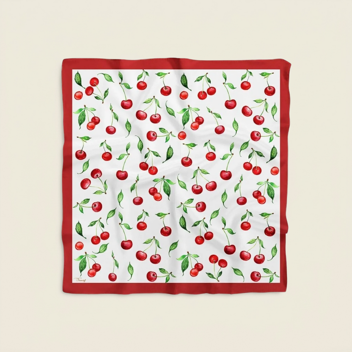 Foulard Cerises Rouge Cerise & Blanc