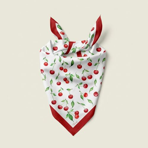 Foulard Cerises Rouge Cerise & Blanc
