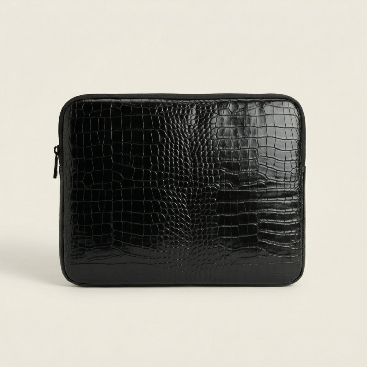 Housse d’ordinateur noire effet croco