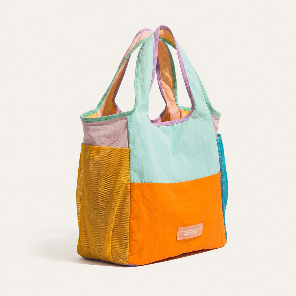 Grand Sac Multicolore à Poches Latérales
