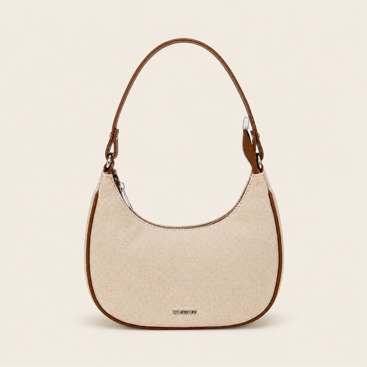 Sac Demi-Lune en Toile Crème