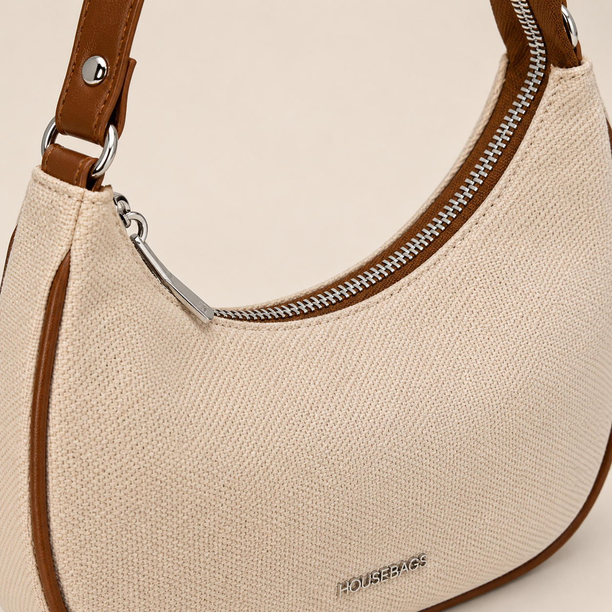 Sac Demi-Lune en Toile Crème