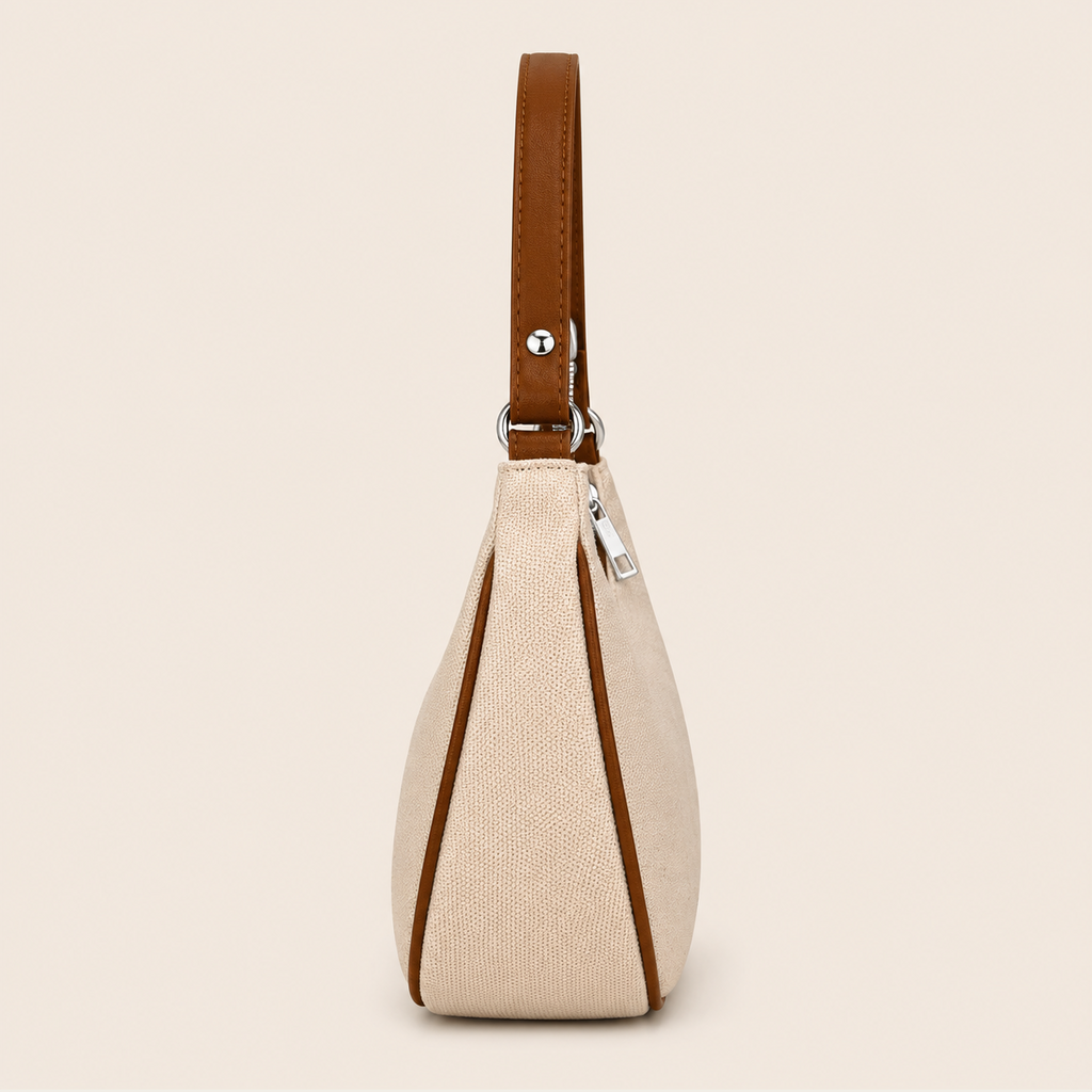 Sac Demi-Lune en Toile Crème