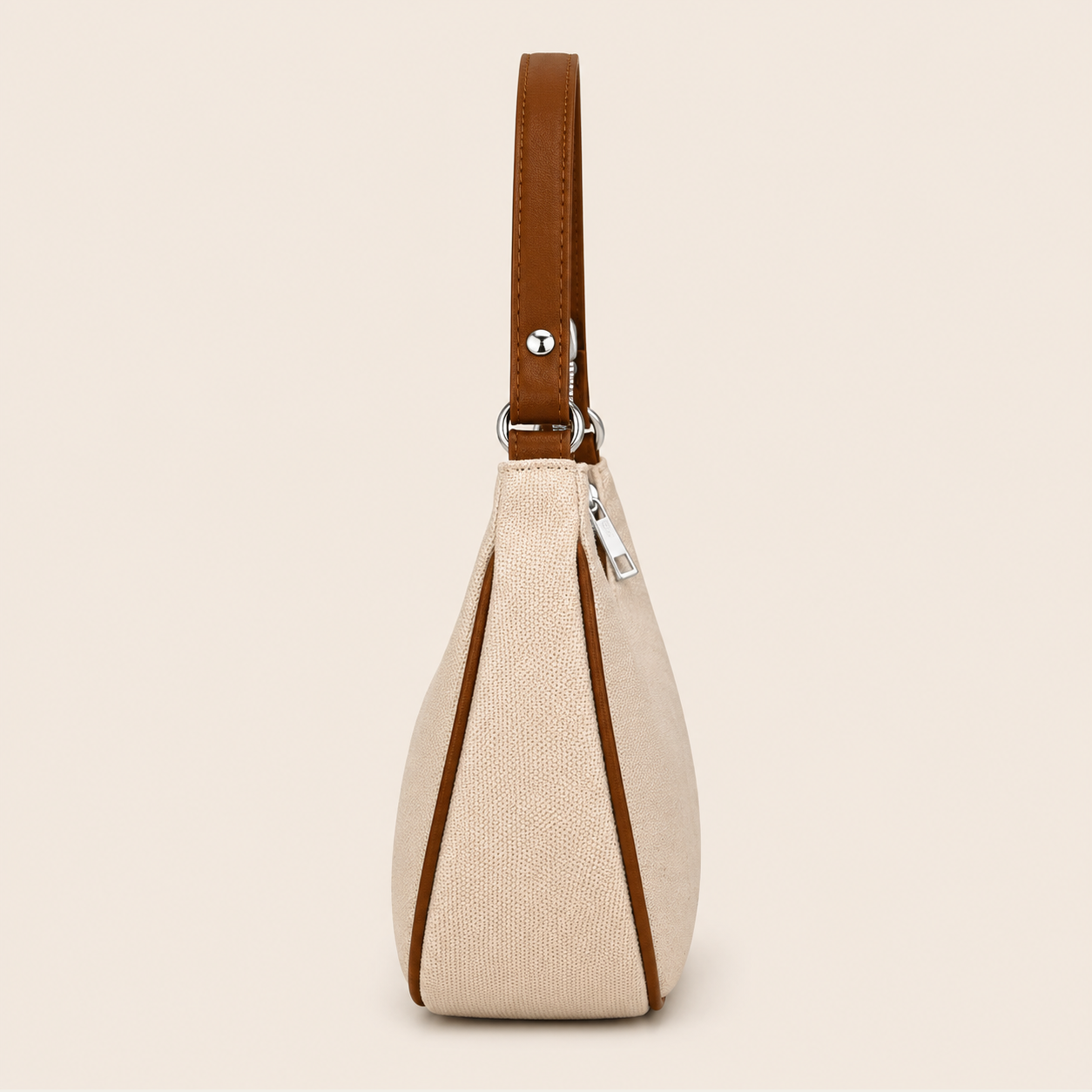 Sac Demi-Lune en Toile Crème