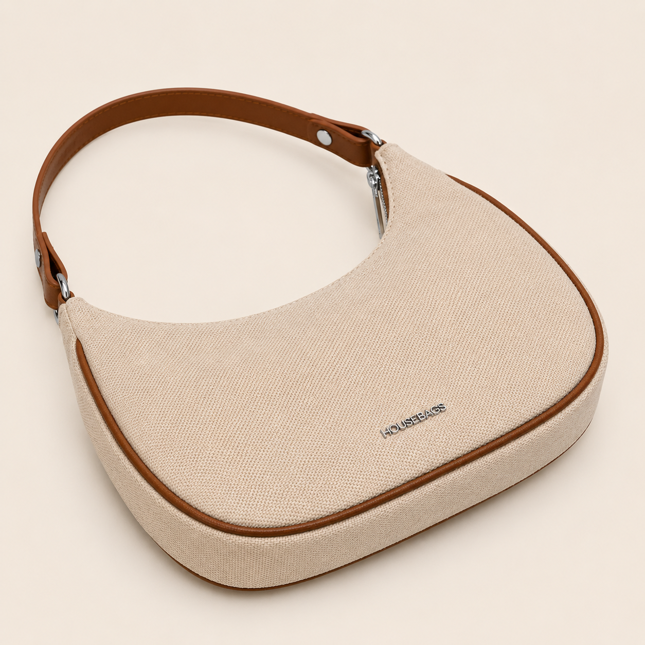 Sac Demi-Lune en Toile Crème