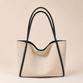 Grand Sac Cabas en Toile à Finitions Contrastées