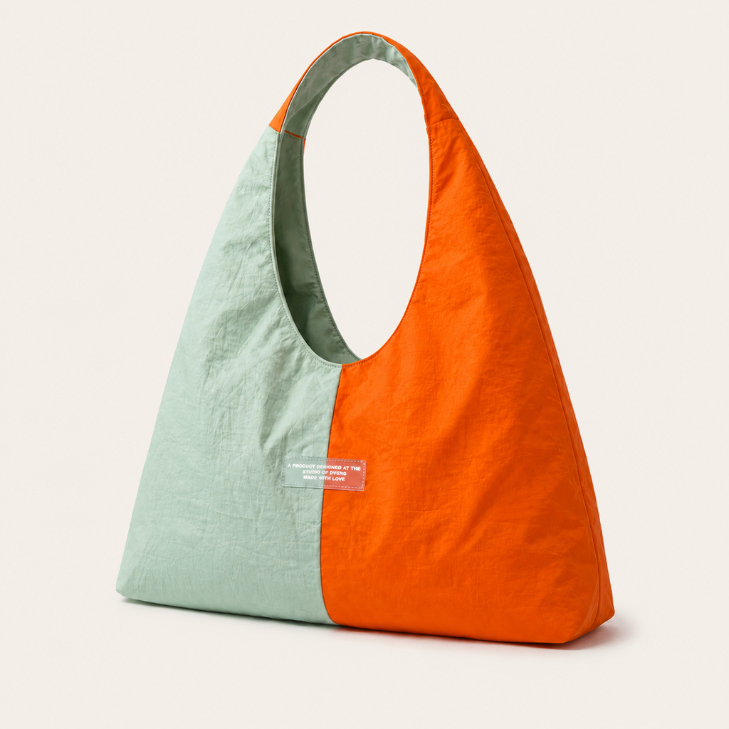 Grand Sac à Épaule Bicolore en Tissu Parachute