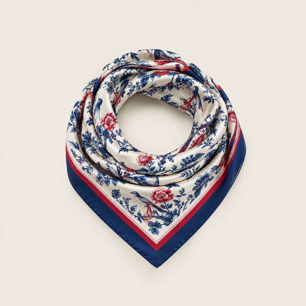 Foulard Botanique Bleu & Rouge