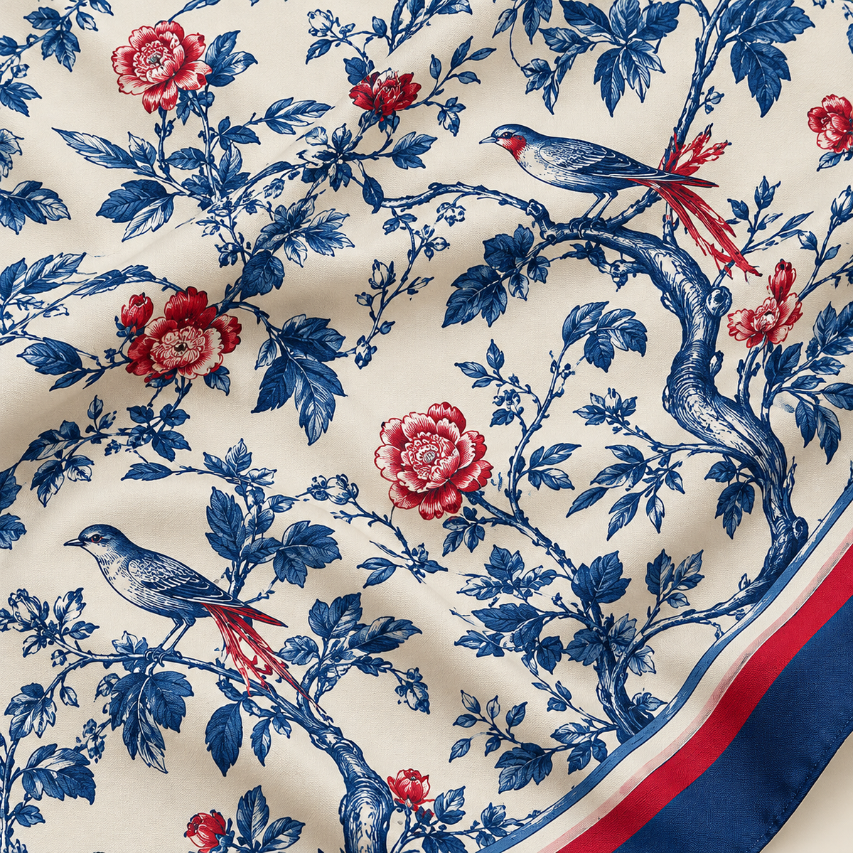 Foulard Botanique Bleu & Rouge