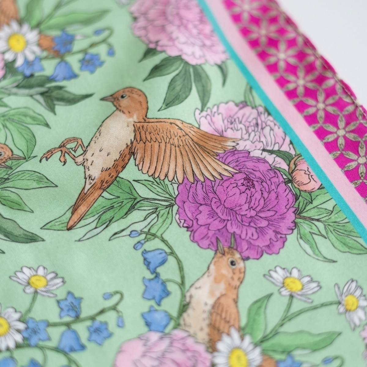 Foulard Botanique Rose & Vert