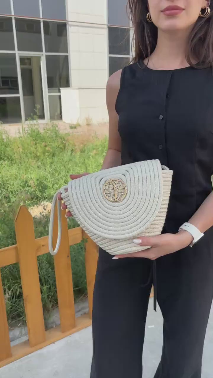 Sac Bandoulière en Paille avec Détails Tressés
